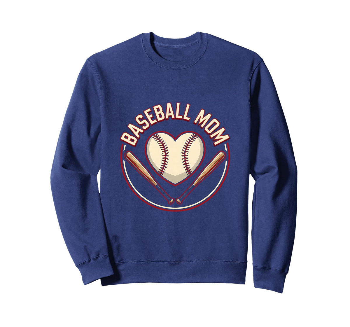 Baseball Mom Heart Proud Sports Sweatshirt - Fun Novelty Design Men Women