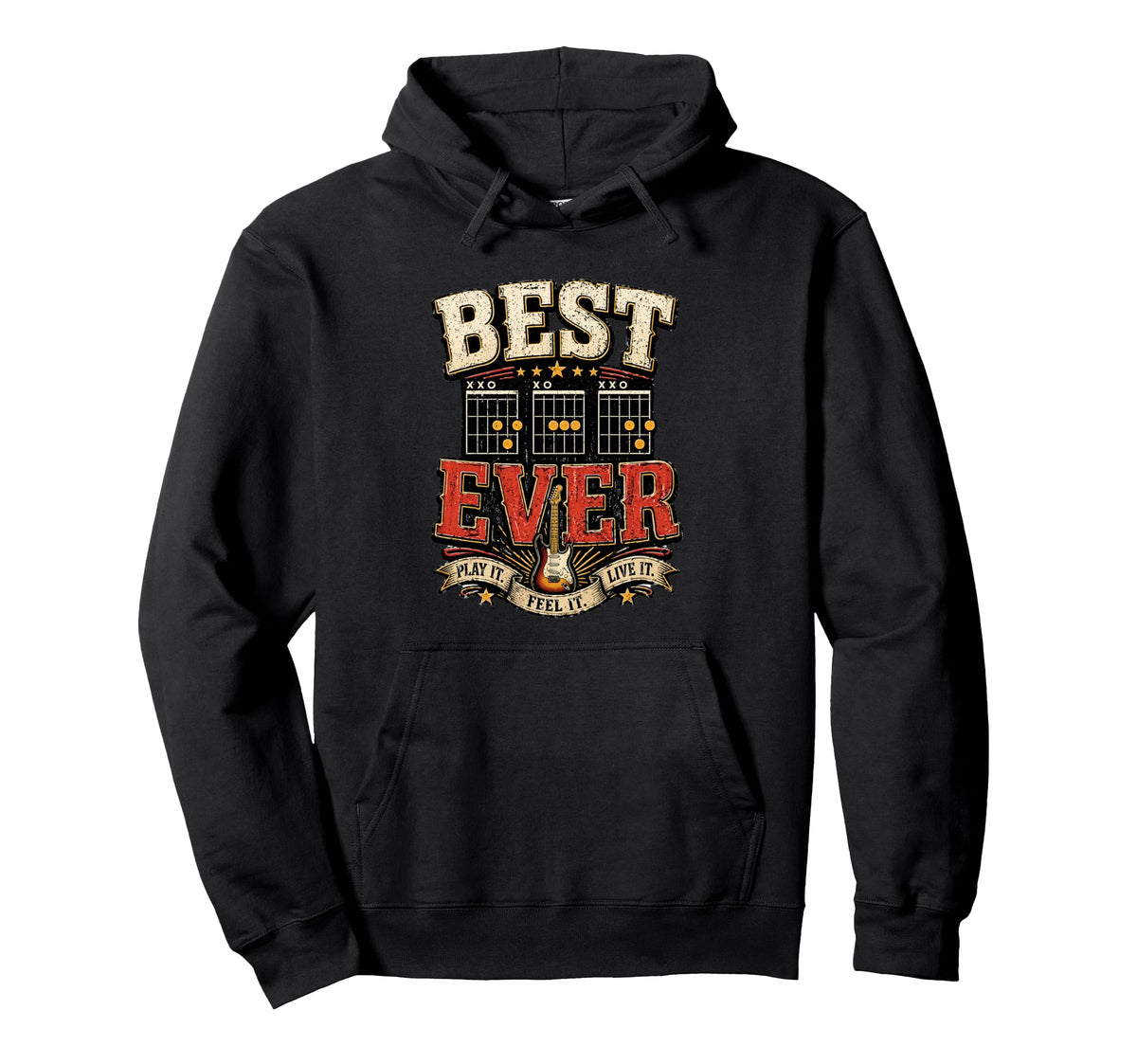 Best Dad Ever Guitar Chords Rock Music Hoodie - Streetwear Style Unisex