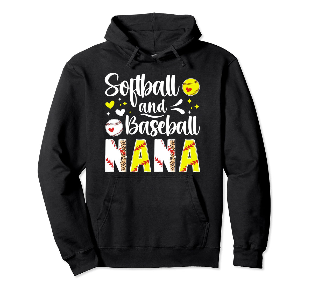 Softball Baseball Nana Grandma Baseball Hoodie - Graphic Print Men Women