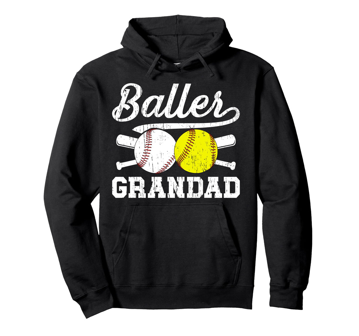 Baller Grandad Proud Softball Baseball Hoodie - Graphic Print Men Women