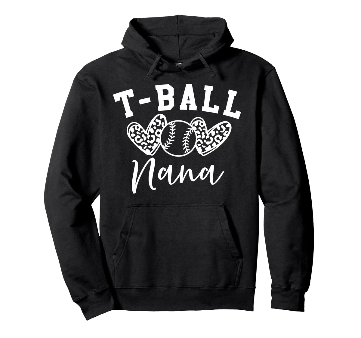 T Ball Nana Womens Baseball Heart Hoodie - Minimalist Print for Adults
