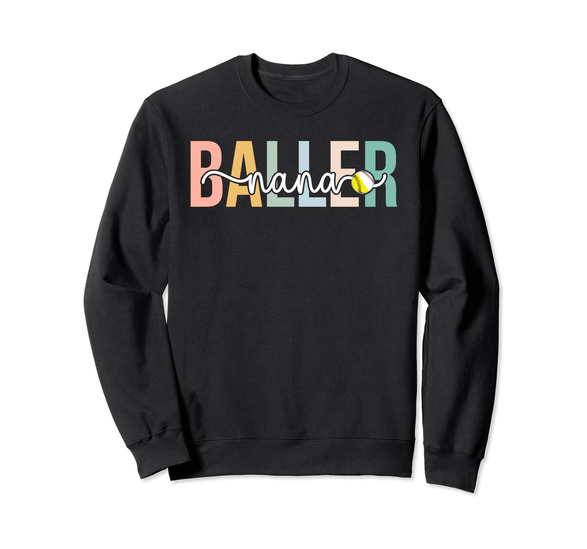 Baller Nana Boho Softball Baseball Sweatshirt - Novelty Apparel for Adults
