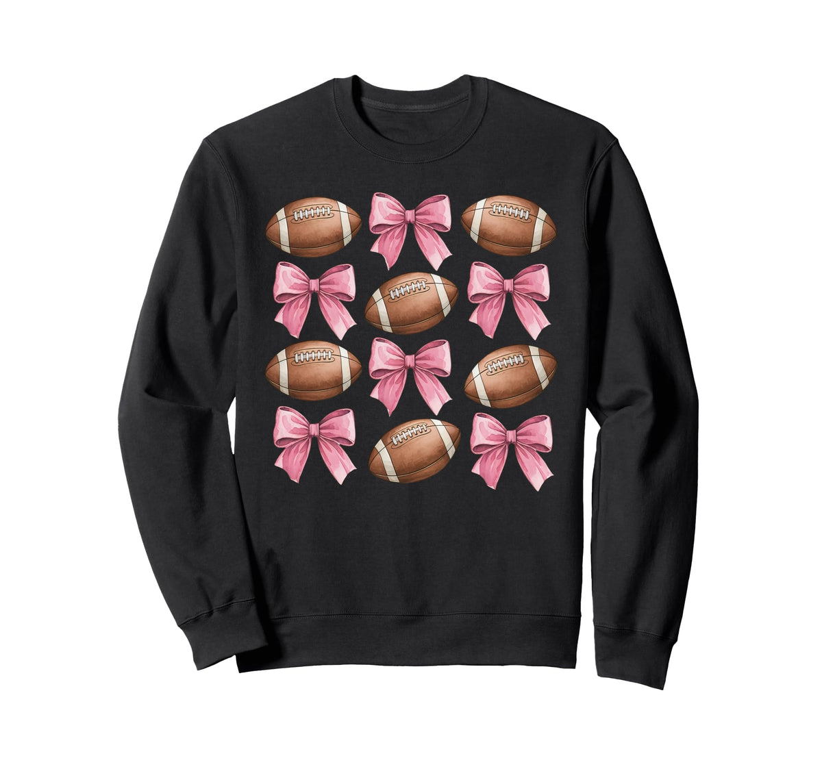 Coquette Ribbon Bow Football Sweatshirt - Casual Everyday Wear Men Women