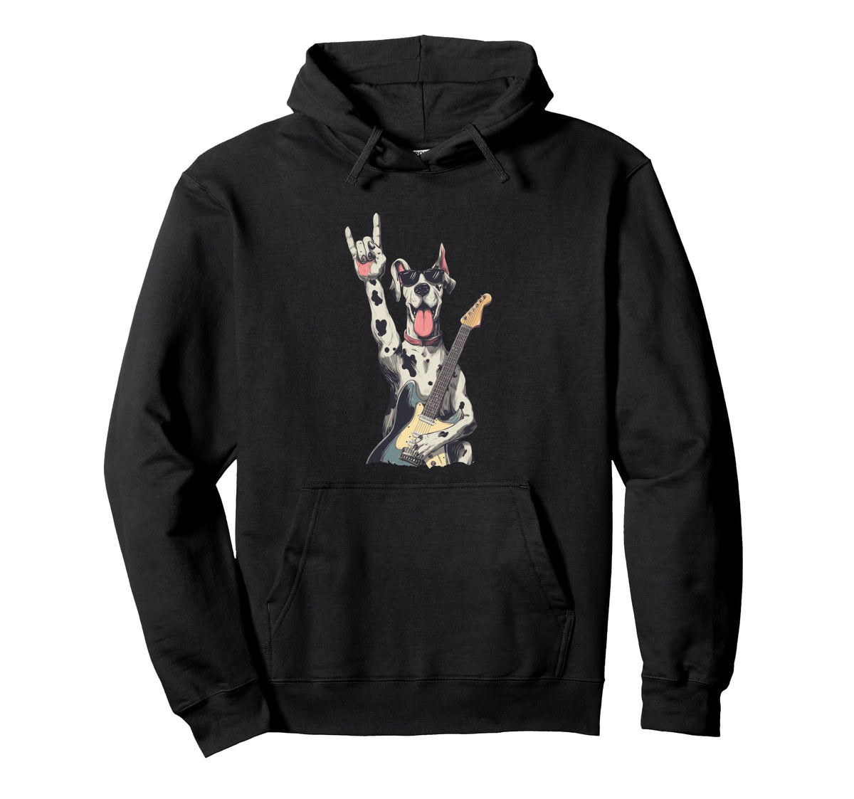 Great Dane Dog Guitar Solo Rockstar Hoodie - Aesthetic Graphic Men Women