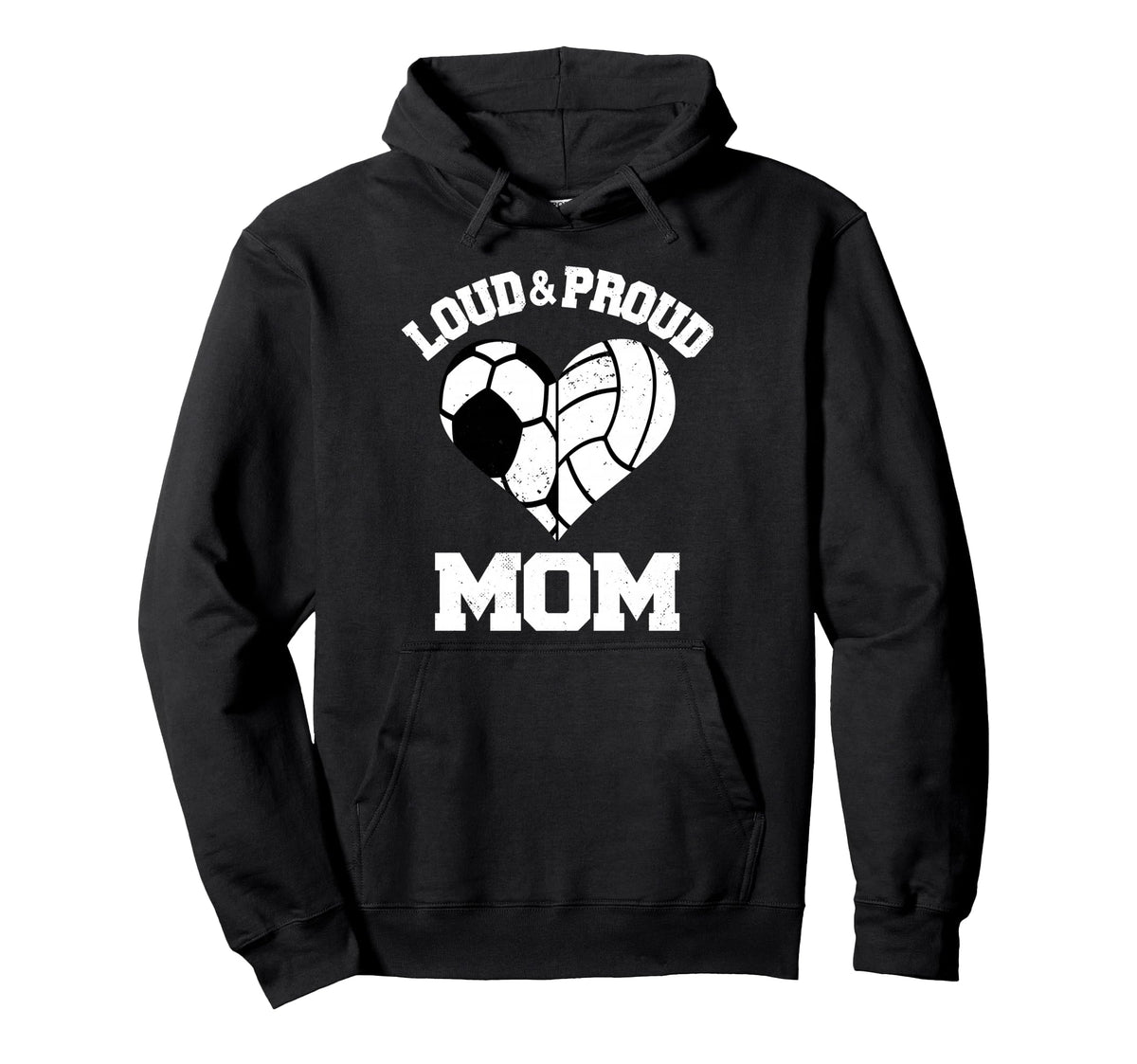 Loud Proud Mom Soccer Volleyball Heart Hoodie - Novelty Apparel for Adults