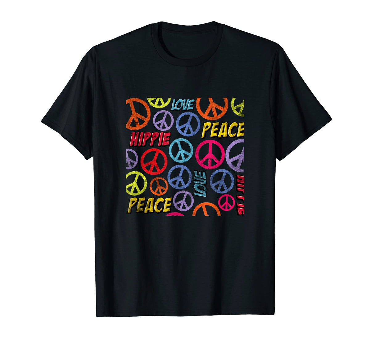 Hippie Peace Symbol 60S 70S Love And T-Shirt - Casual Everyday Wear Unisex