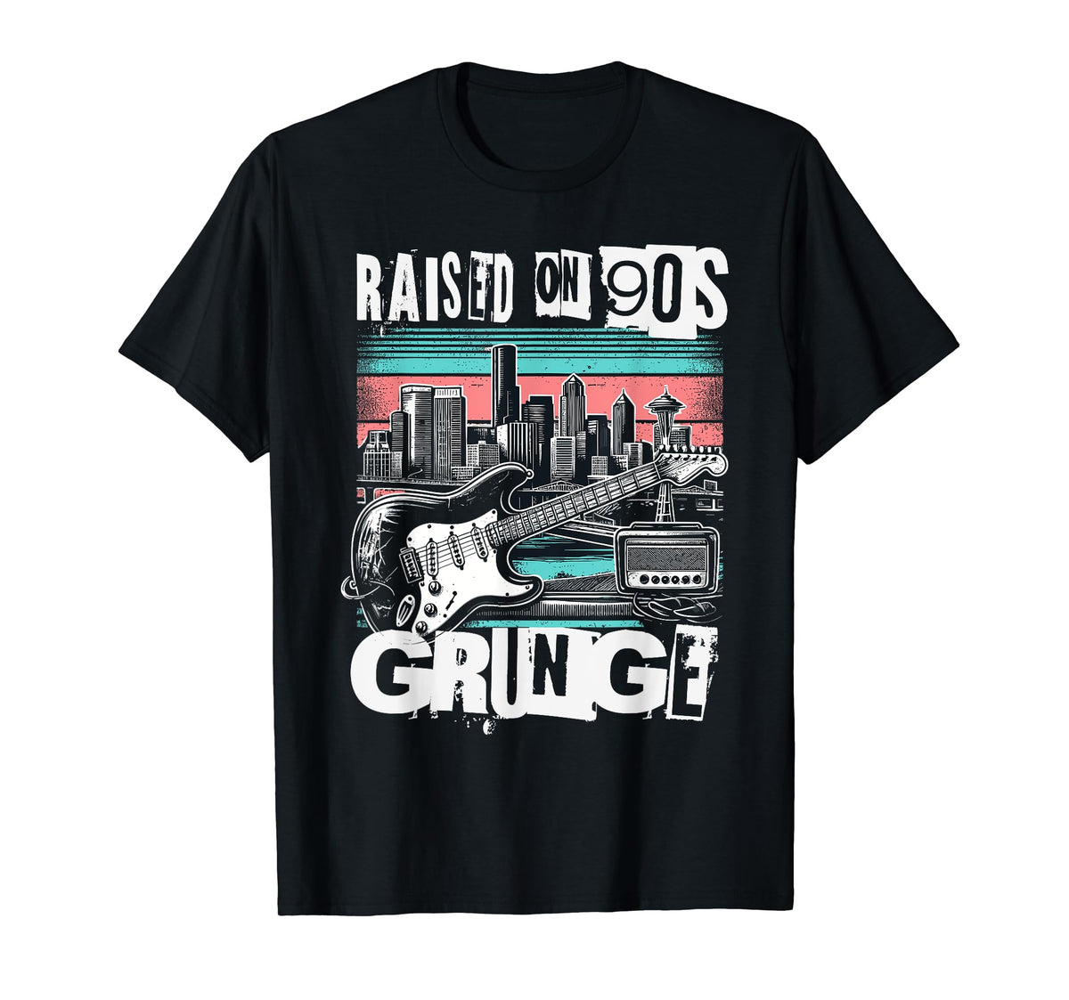 Raised 90S Grunge Seattle Grunge T-Shirt - Casual Everyday Wear Men Women