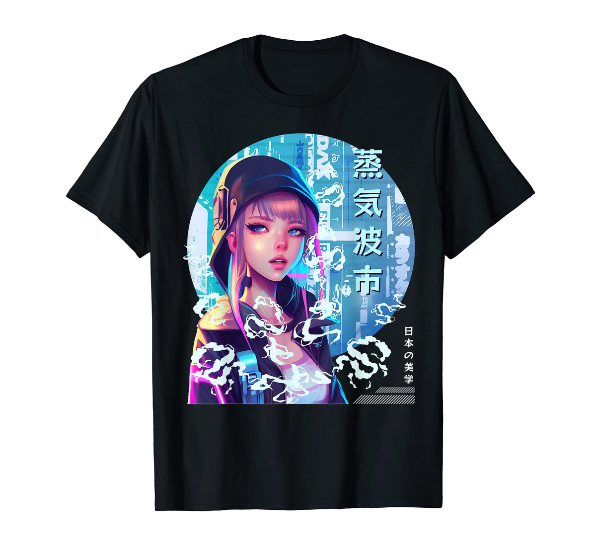 Japanese Vaporwave Futuristic Cyber T-Shirt - Graphic Print for Adults
