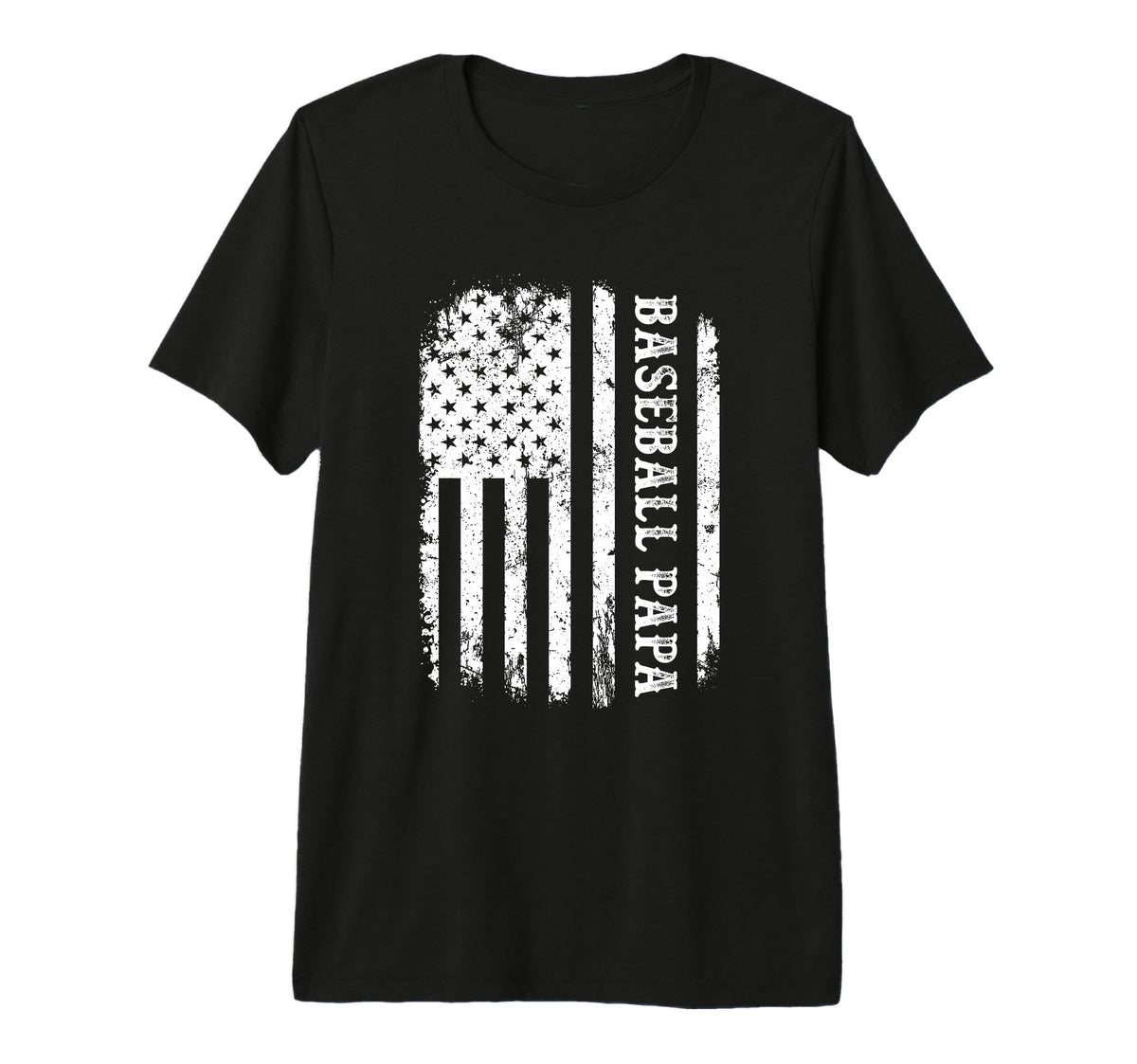 Mens American Flag Baseball Papa T-Shirt - Casual Everyday Wear for Adults