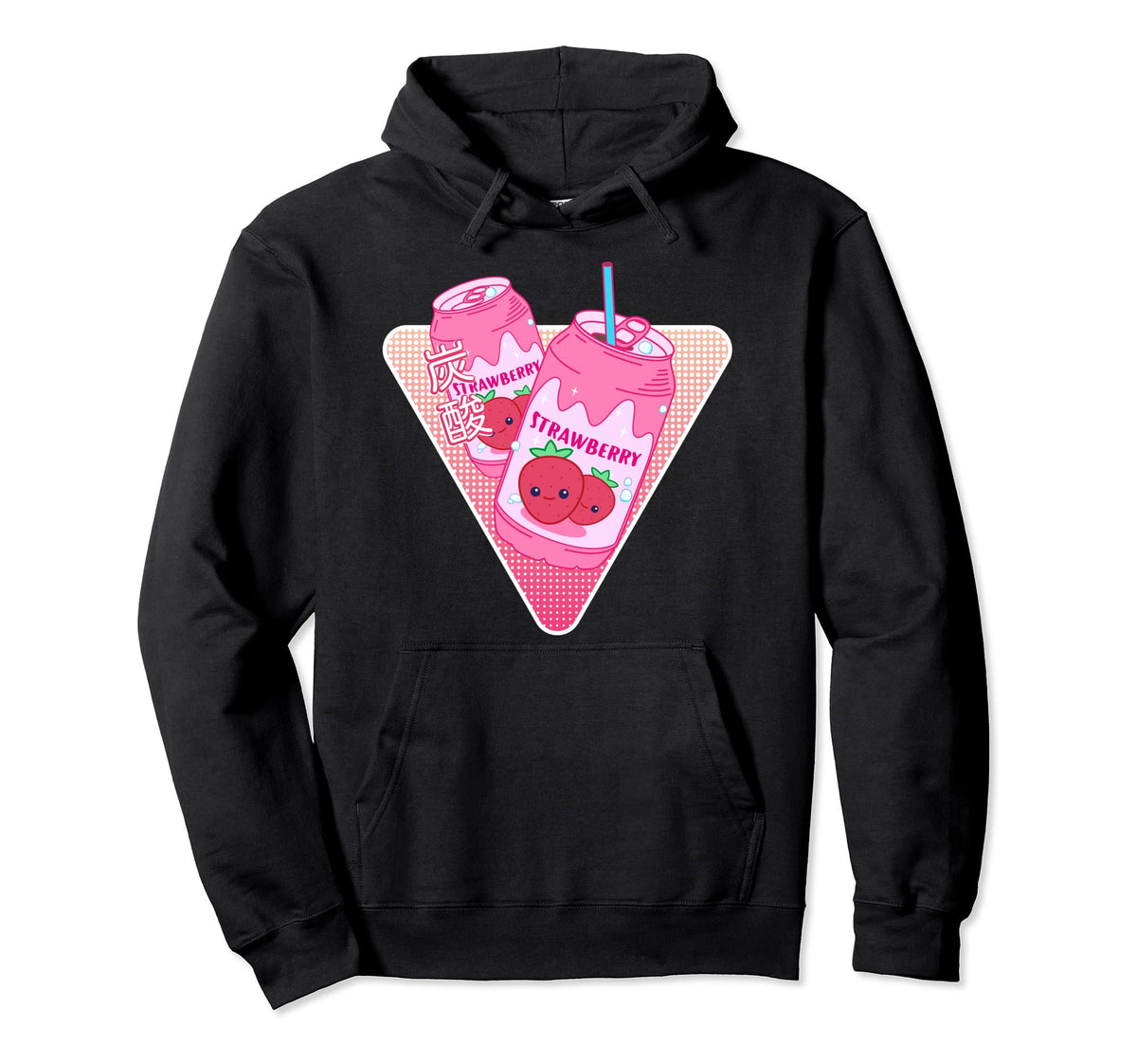 Kawaii Strawberry Soda Vaporwave Hoodie - Custom Art Print Men Women