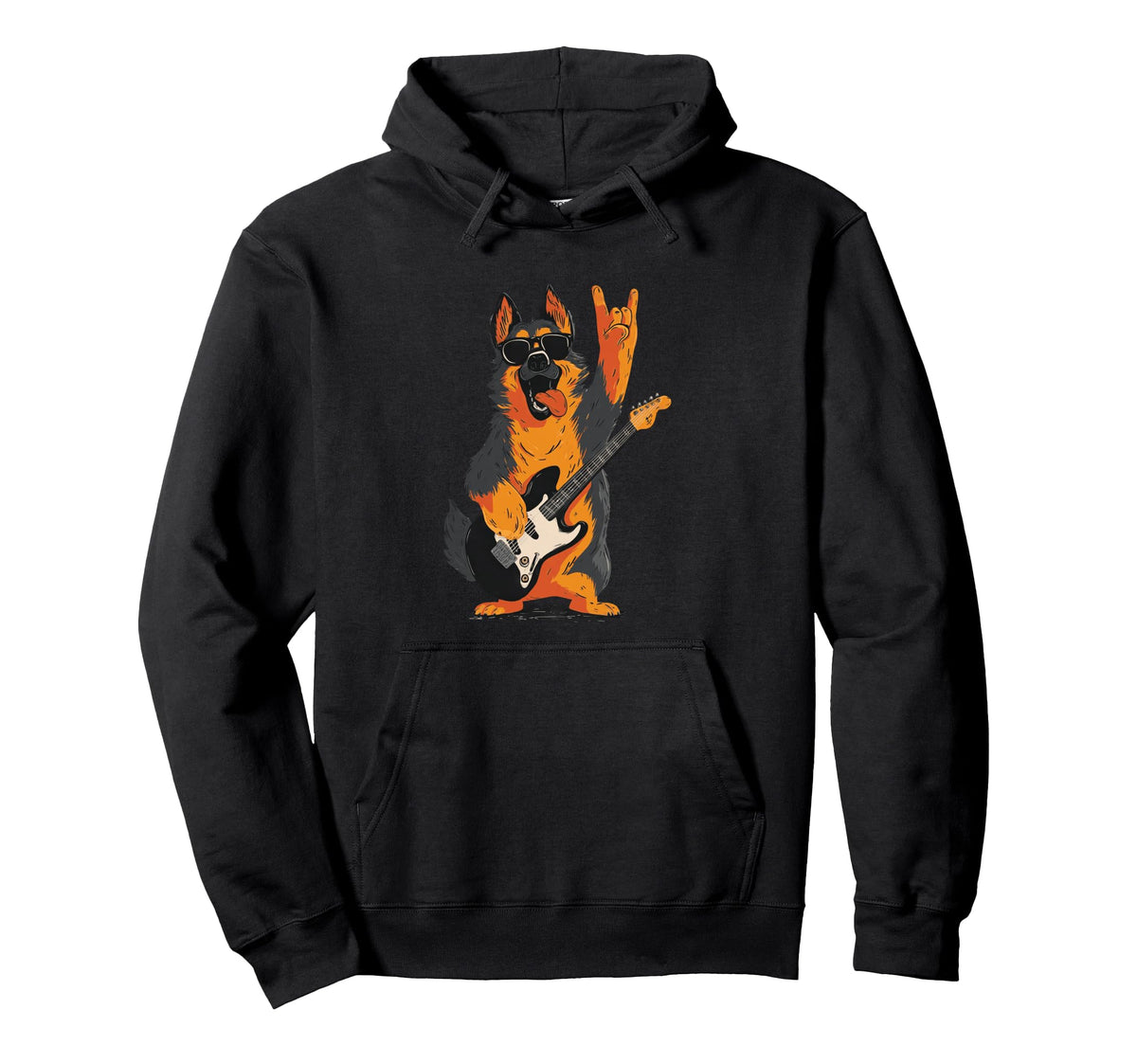 Funny Rock Dog German Shepherd Music Hoodie - Casual Everyday Wear Unisex