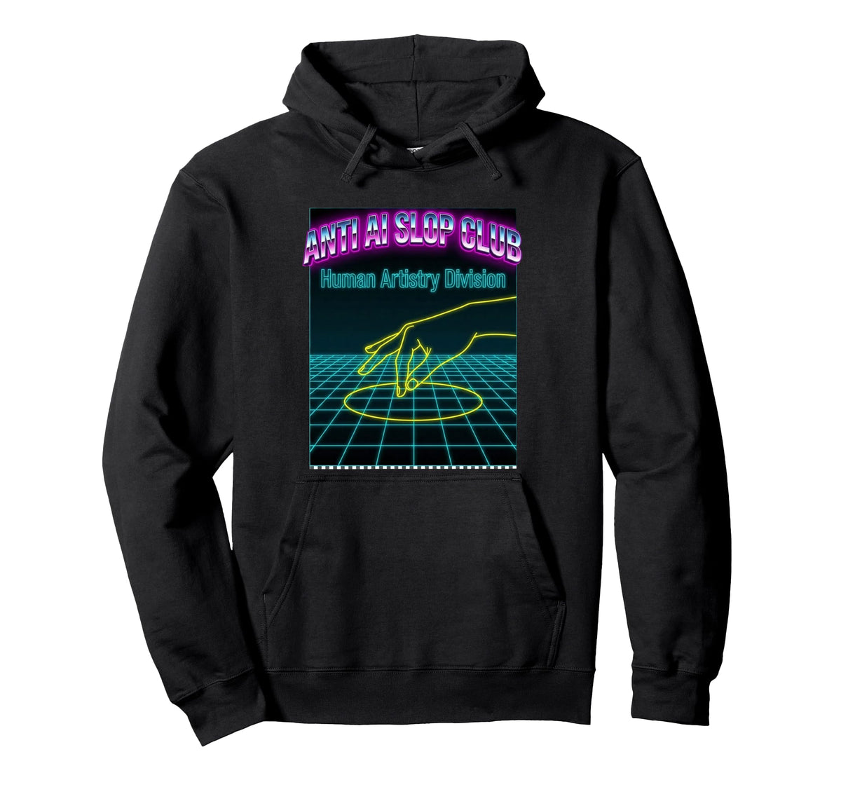 Anti Ai Slop Club Vaporwave Human Artistry Hoodie - Graphic Print Unisex
