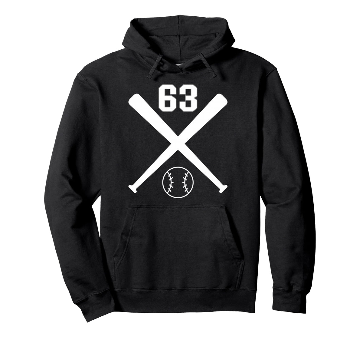 Baseball Softball Number 63 Hoodie - Streetwear Style Men Women