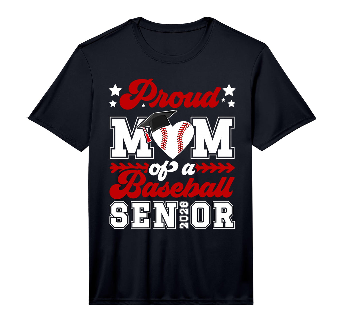 Mens Mom Baseball Senior Mom T-Shirt - Casual Everyday Wear for Adults