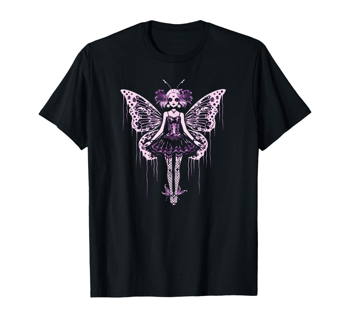 Grunge Punk Goth Fairy Butterfly T-Shirt - Casual Everyday Wear for Adults