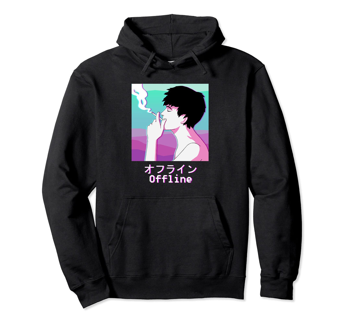 Sad Smoking Japanese Aesthetic Hoodie - Aesthetic Graphic Men Women