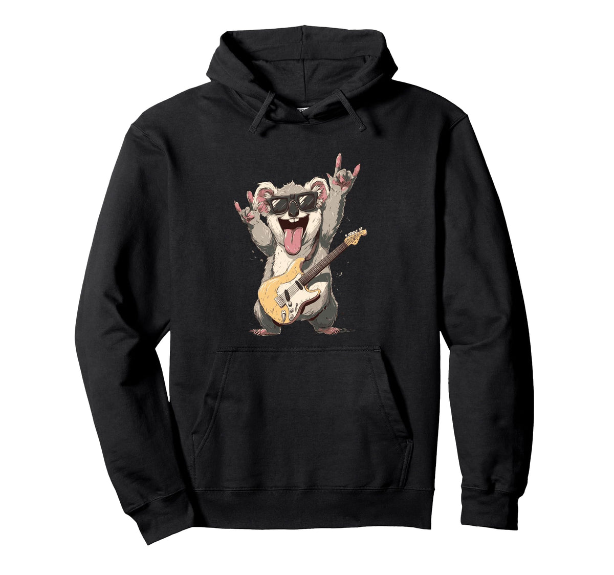 Koala Rock Music Guitarist Funny Animal Hoodie - Novelty Apparel for Adults