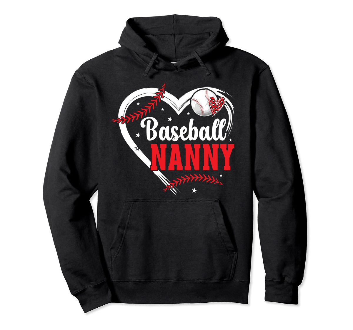 Baseball Nanny Heart Nanny Hoodie - Casual Everyday Wear for Adults