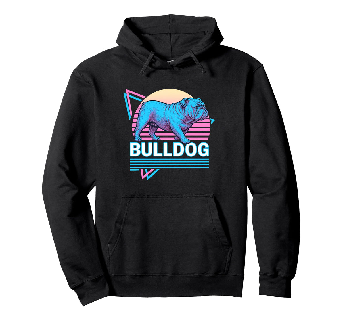 English Bulldog Synthwave Aesthetic Hoodie - Streetwear Style for Adults