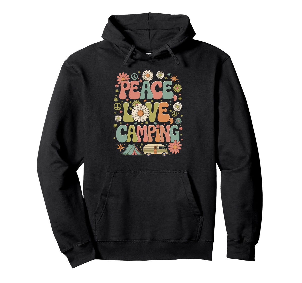 Camper 60S 70S Hippie Peace Love Hoodie - Streetwear Style for Adults