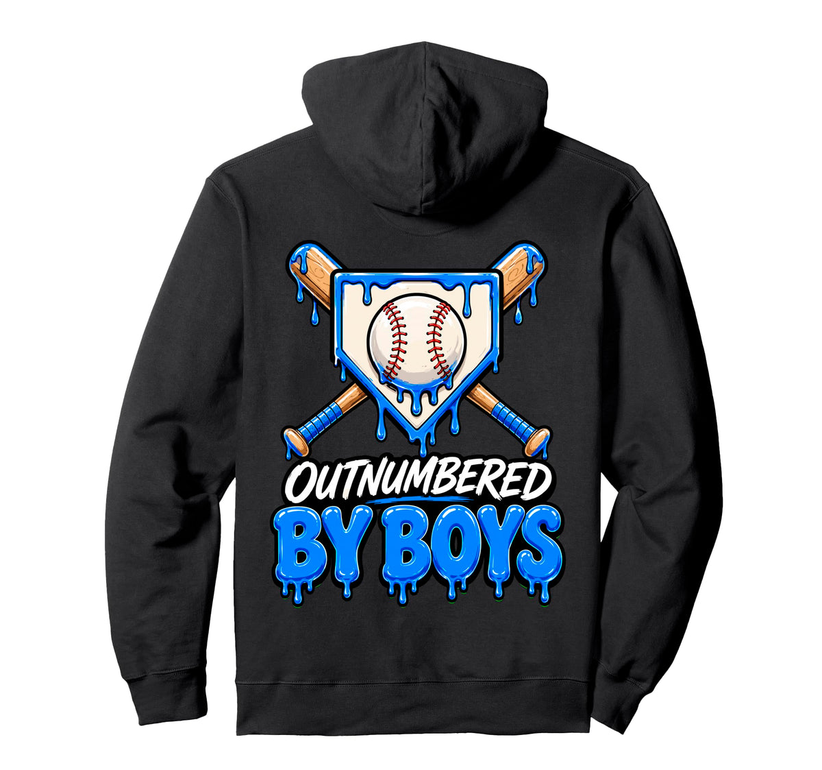Funny Baseball Mom Outnumbered Drip Hoodie - Novelty Apparel for Adults