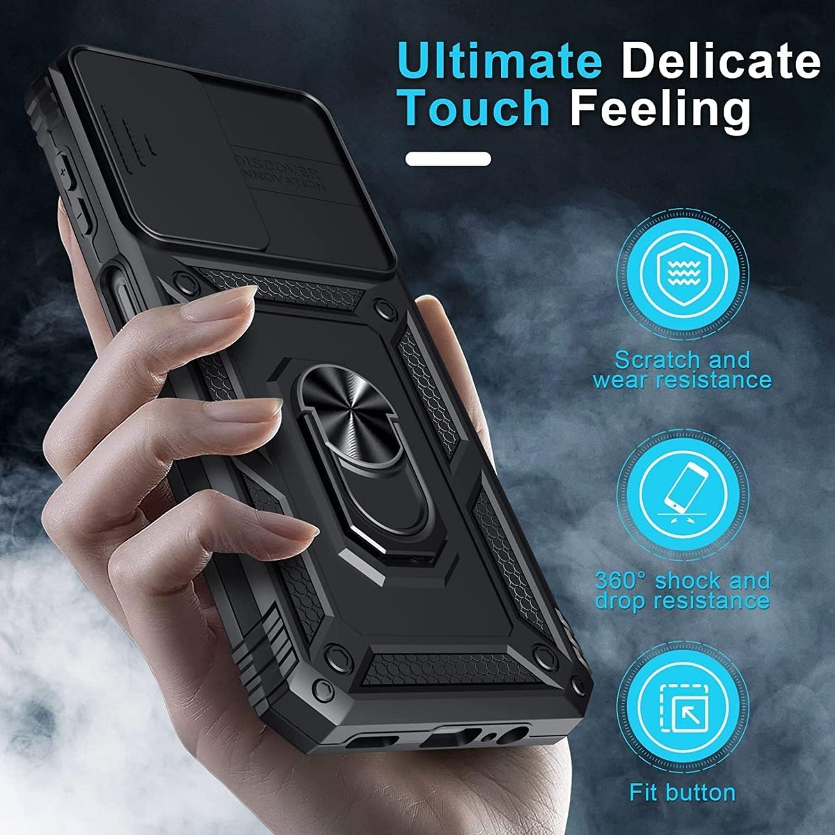 Samsung Galaxy S24 Shockproof Case with Kickstand, Black
