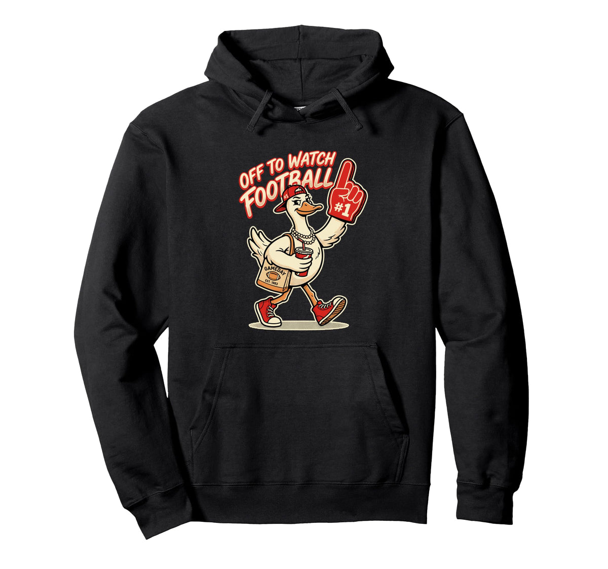 Off To Watch Football Funny Goose Hoodie - Minimalist Print for Adults