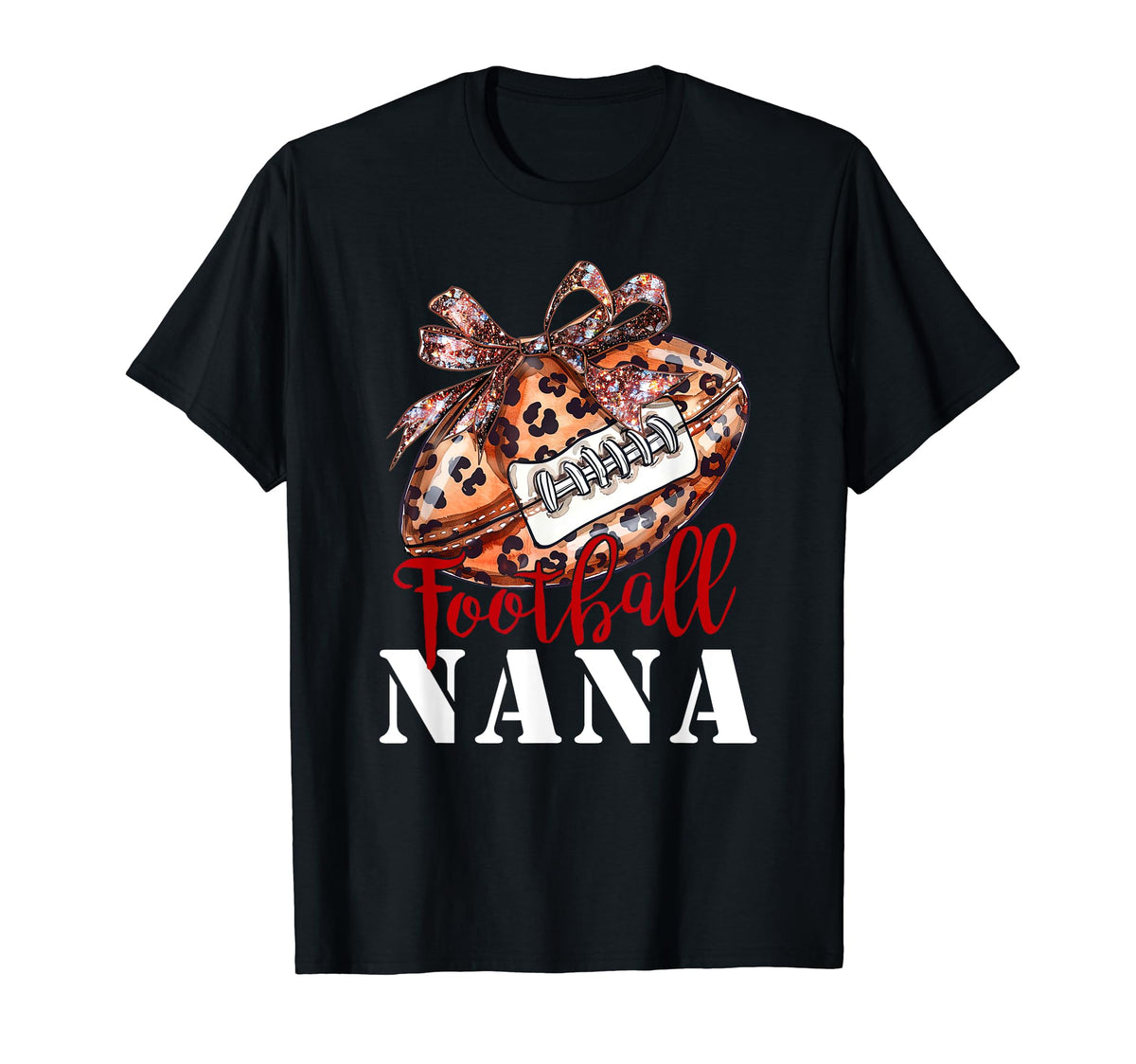 Leopard Cheetah Football Nana Mom Game T-Shirt - Trendy Graphic for Adults