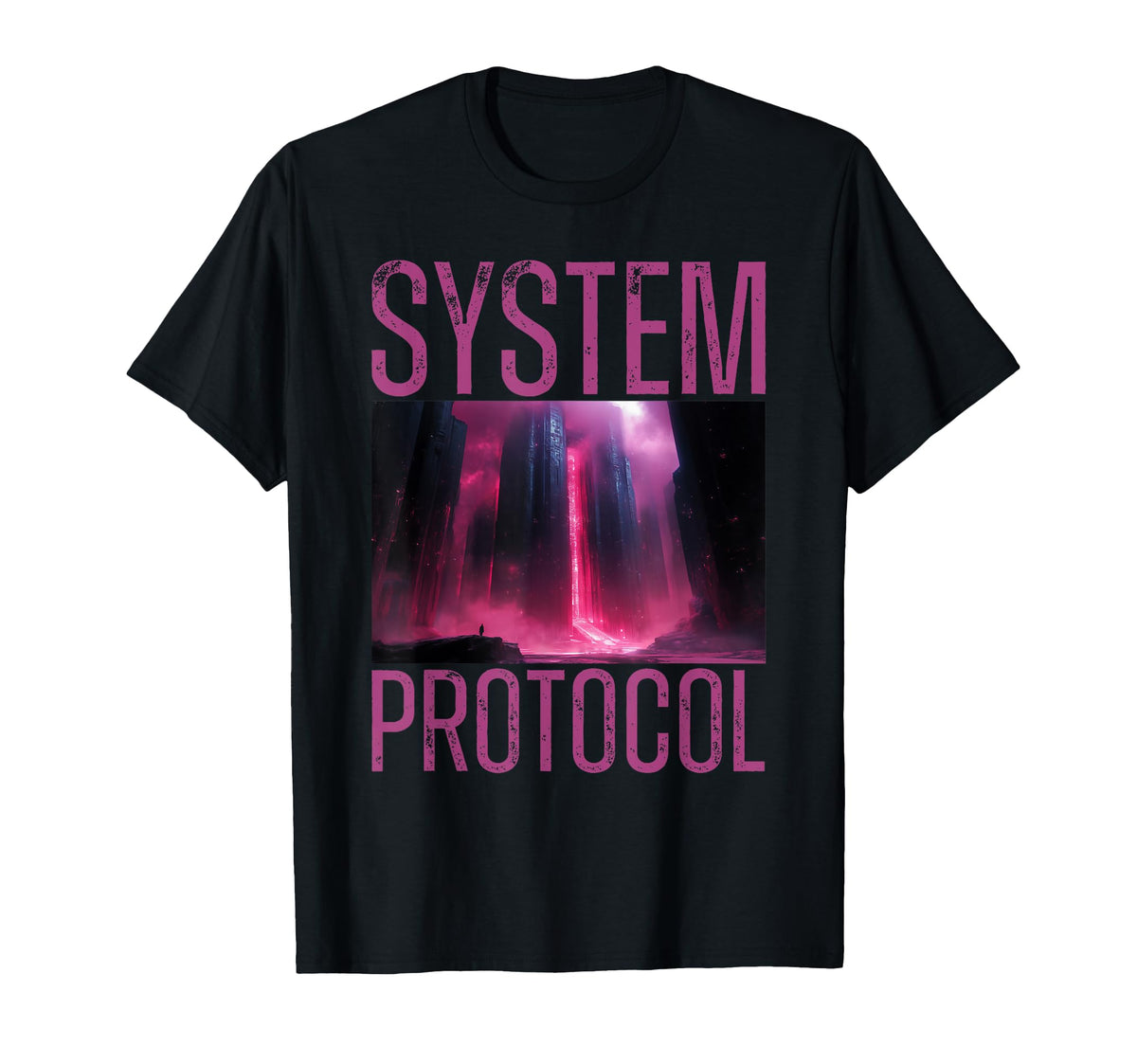 Dystopian Cityscape Vaporwave Aesthetics T-Shirt - Custom Art Print Unisex