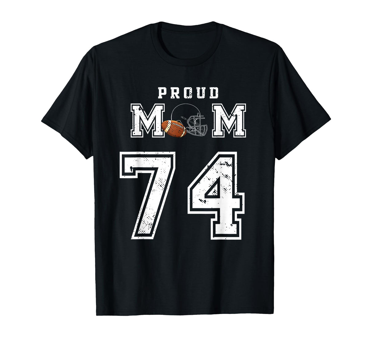 Custom Proud Football Mom Number 74 T-Shirt - Trendy Graphic for Adults