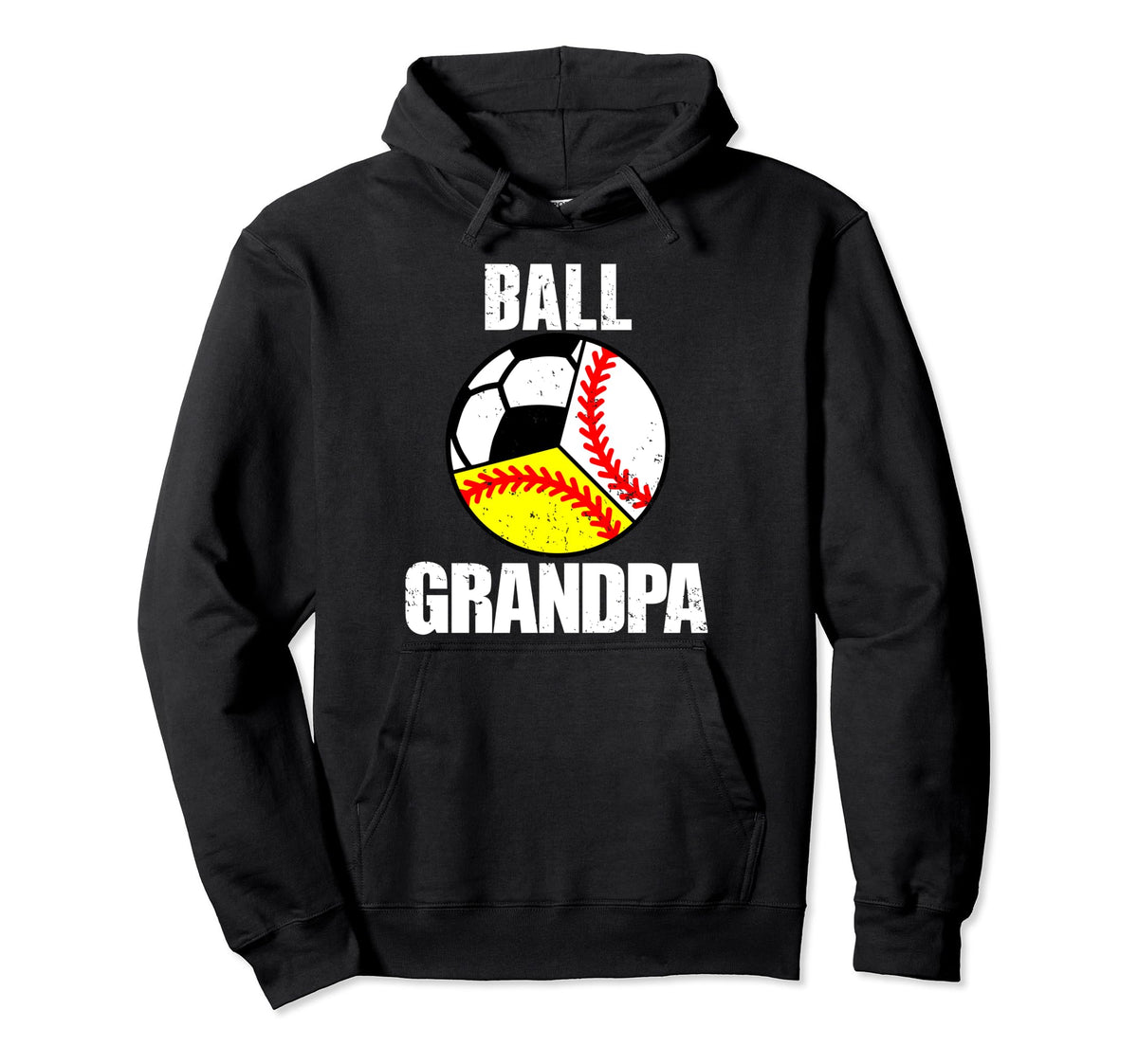 Ball Grandpa Funny Baseball Softball Hoodie - Fun Novelty Design Men Women