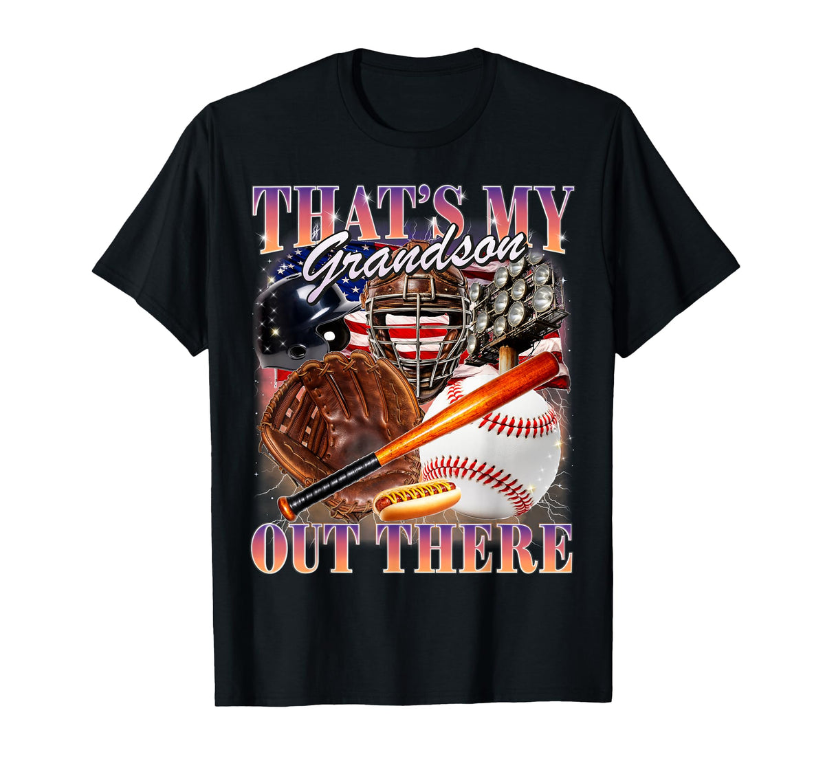 Thats My Grandson Out There 90S Baseball T-Shirt - Streetwear Style Unisex