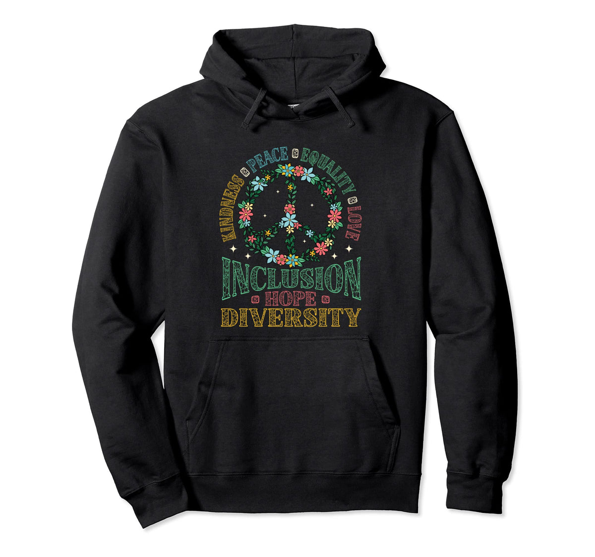 Diversity Equality Love Peace Flowers Hoodie - Graphic Print Men Women
