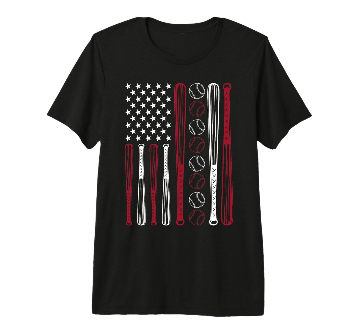 Baseball Patriotic Usa Flag 4Th T-Shirt - Casual Everyday Wear for Adults