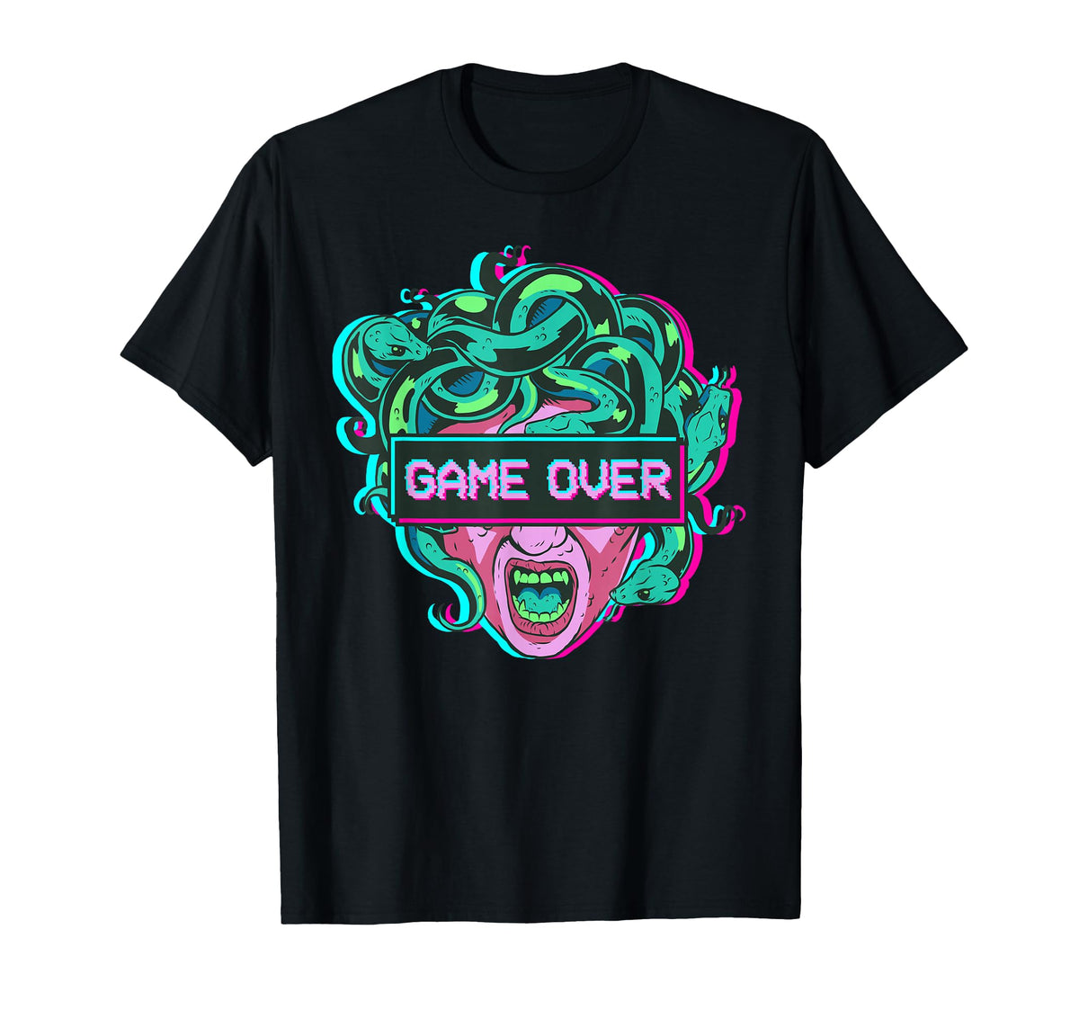 Game Over Medusa Alt Indie Aesthetic T-Shirt - Minimalist Print Men Women