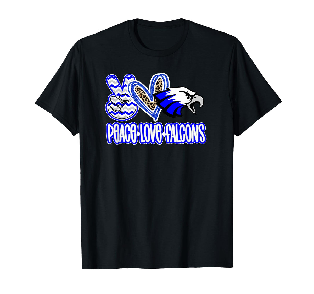 Peace Love Falcons School Spirit Blue T-Shirt - Minimalist Print Men Women