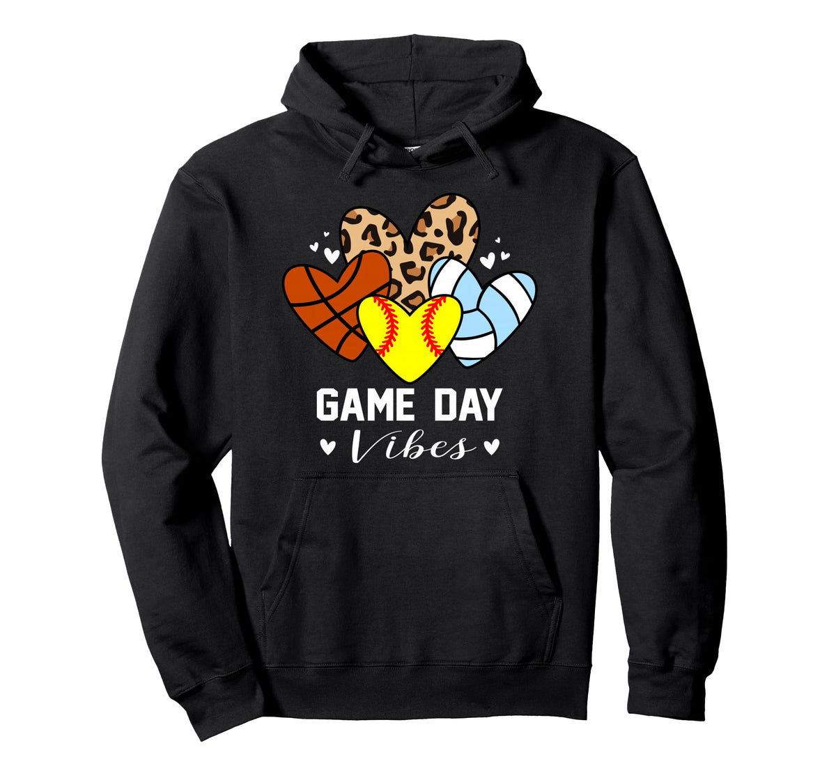 Game Day Vibes Funny Softball Volleyball Hoodie - Graphic Print Men Women
