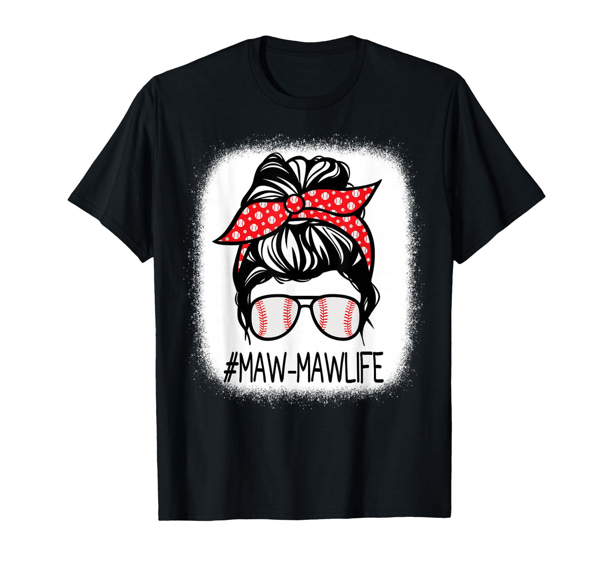 Maw Maw Bleached Messy Bun Baseball T-Shirt - Streetwear Style Men Women