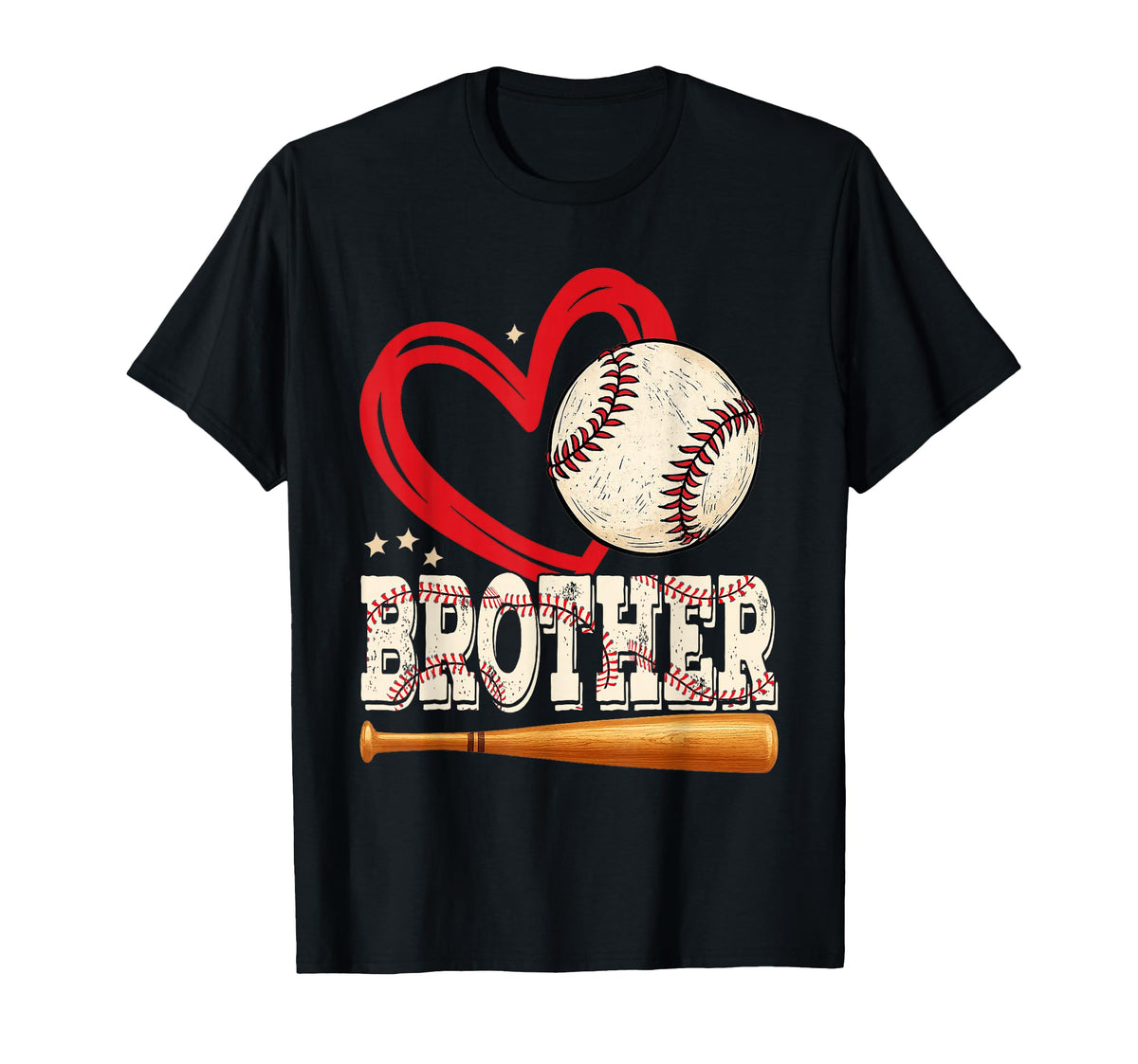 Baseball Brother Baseball Heart T-Shirt - Casual Everyday Wear Men Women