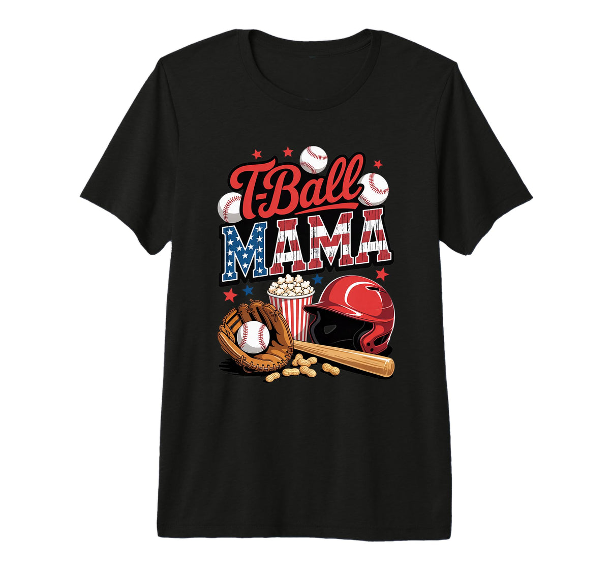 T Ball Mama Patriotic Baseball Mom T-Shirt - Trendy Graphic Men Women