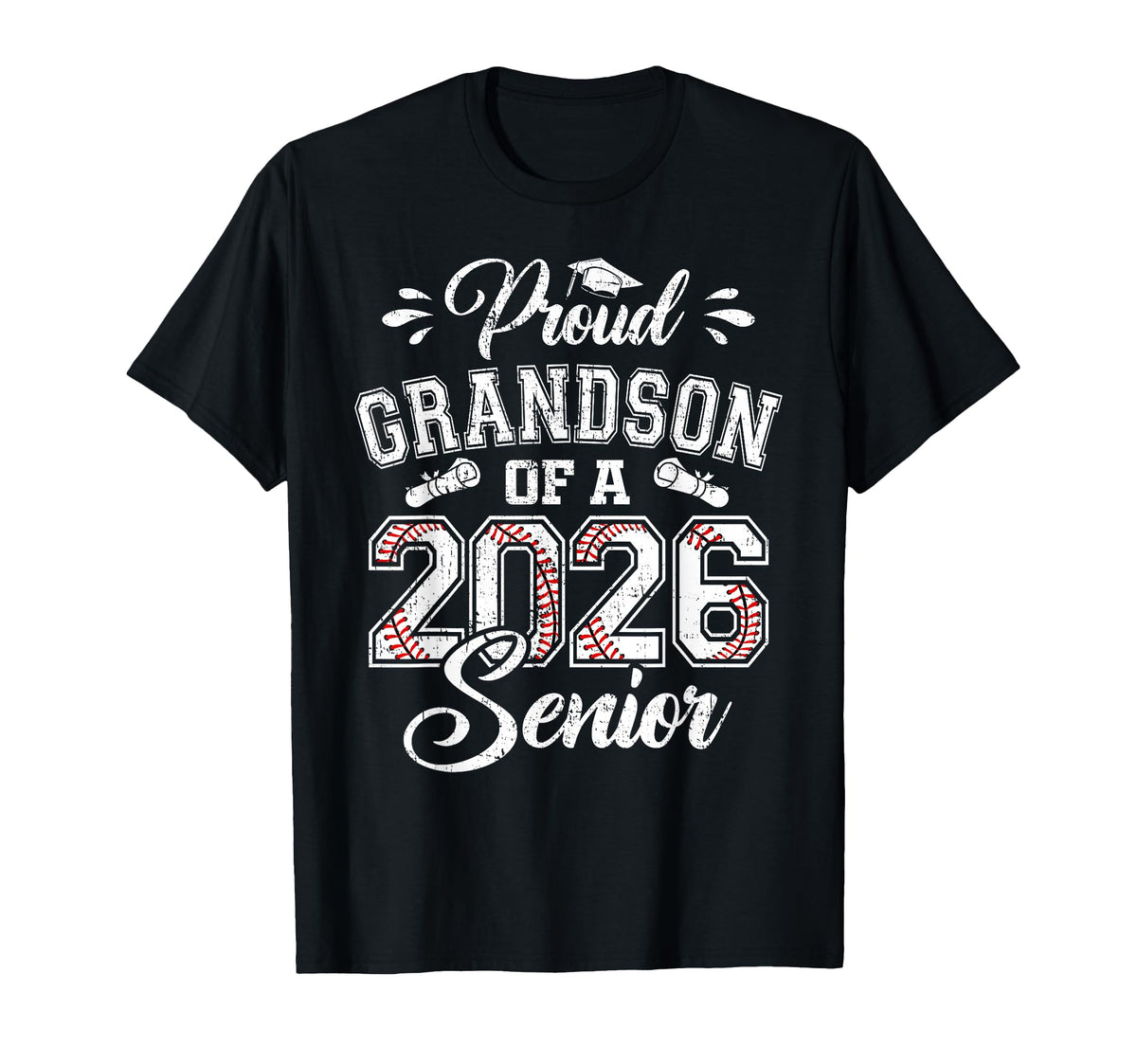 Proud Grandson 2026 Senior T-Shirt - Casual Everyday Wear for Adults