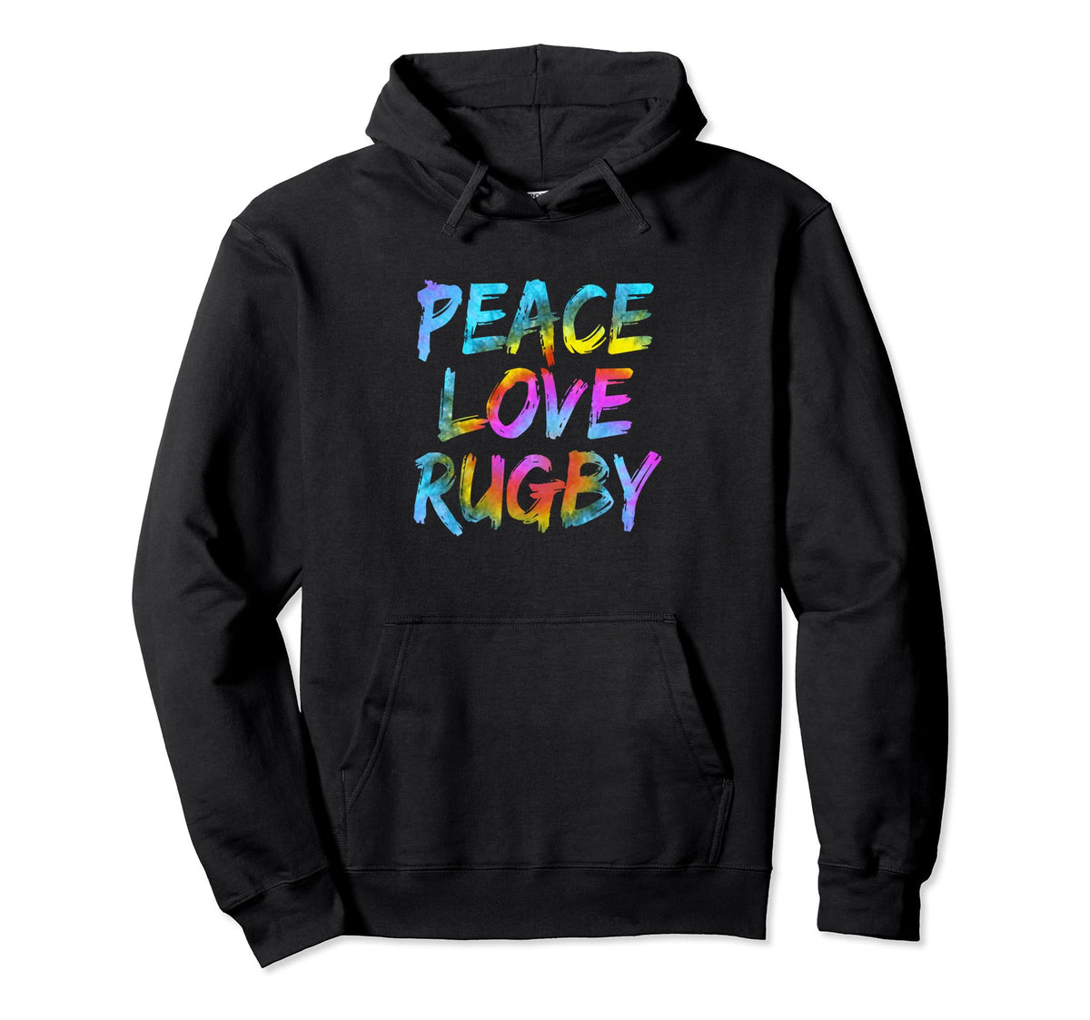 Peace Sign Motif Rugby Coach Peace Love Rugby Hoodie - Graphic Print Unisex