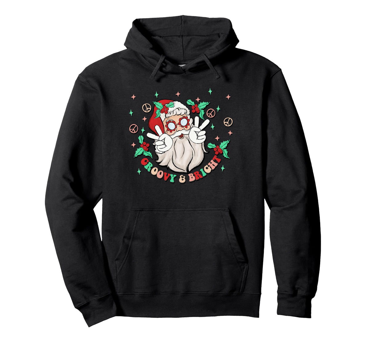 Groovy And Bright Santa Claus Peace Hoodie - Streetwear Style for Adults