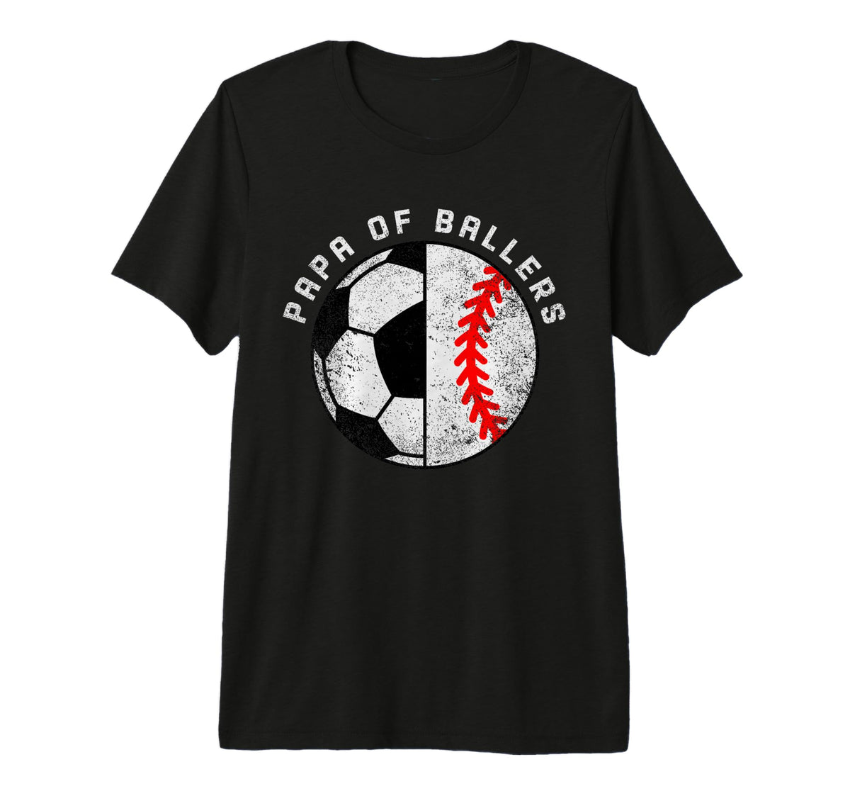Mens Papa Ballers Funny Soccer T-Shirt - Minimalist Print for Adults