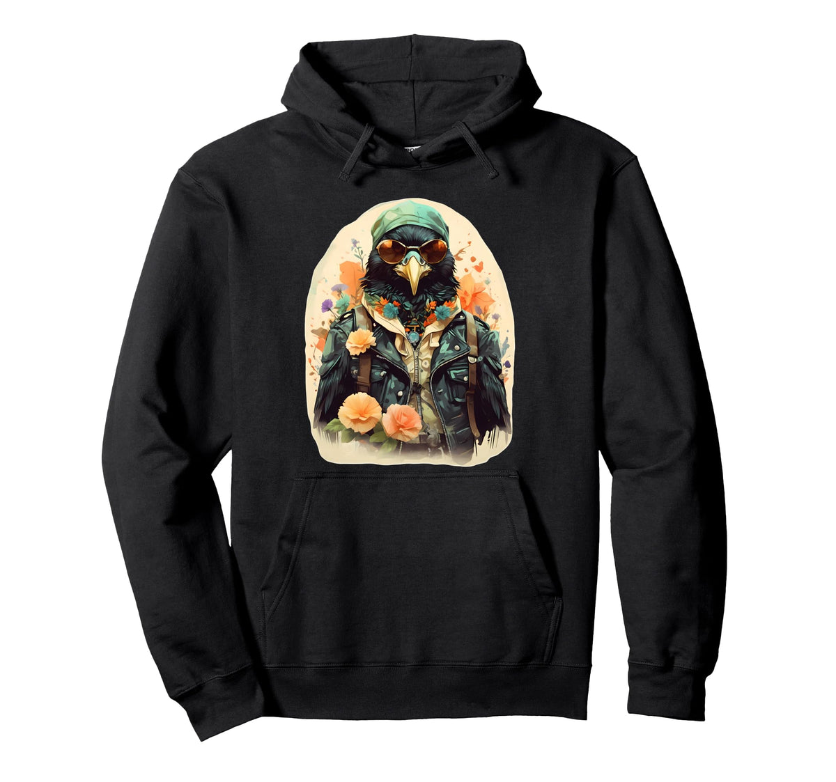 Bohemian Biker Blackbird Hoodie - Casual Everyday Wear Men Women