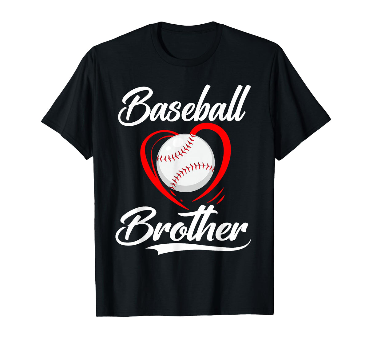 Baseball Brother Baseball Heart Family T-Shirt - Trendy Graphic for Adults