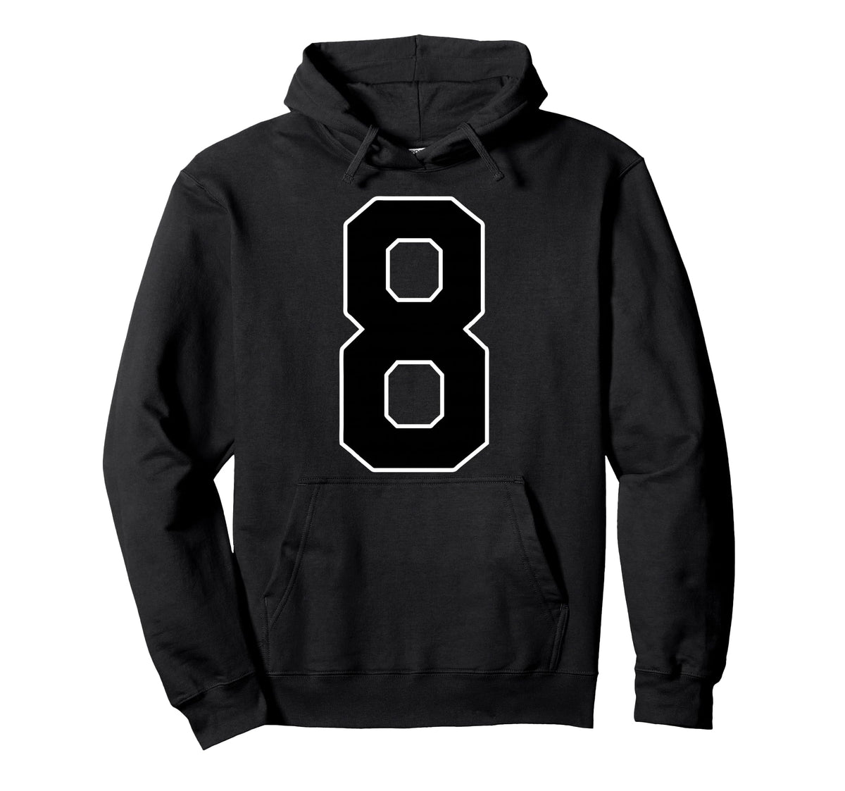 Black Sports Team Number 8 Fan Hoodie - Custom Art Print Men Women
