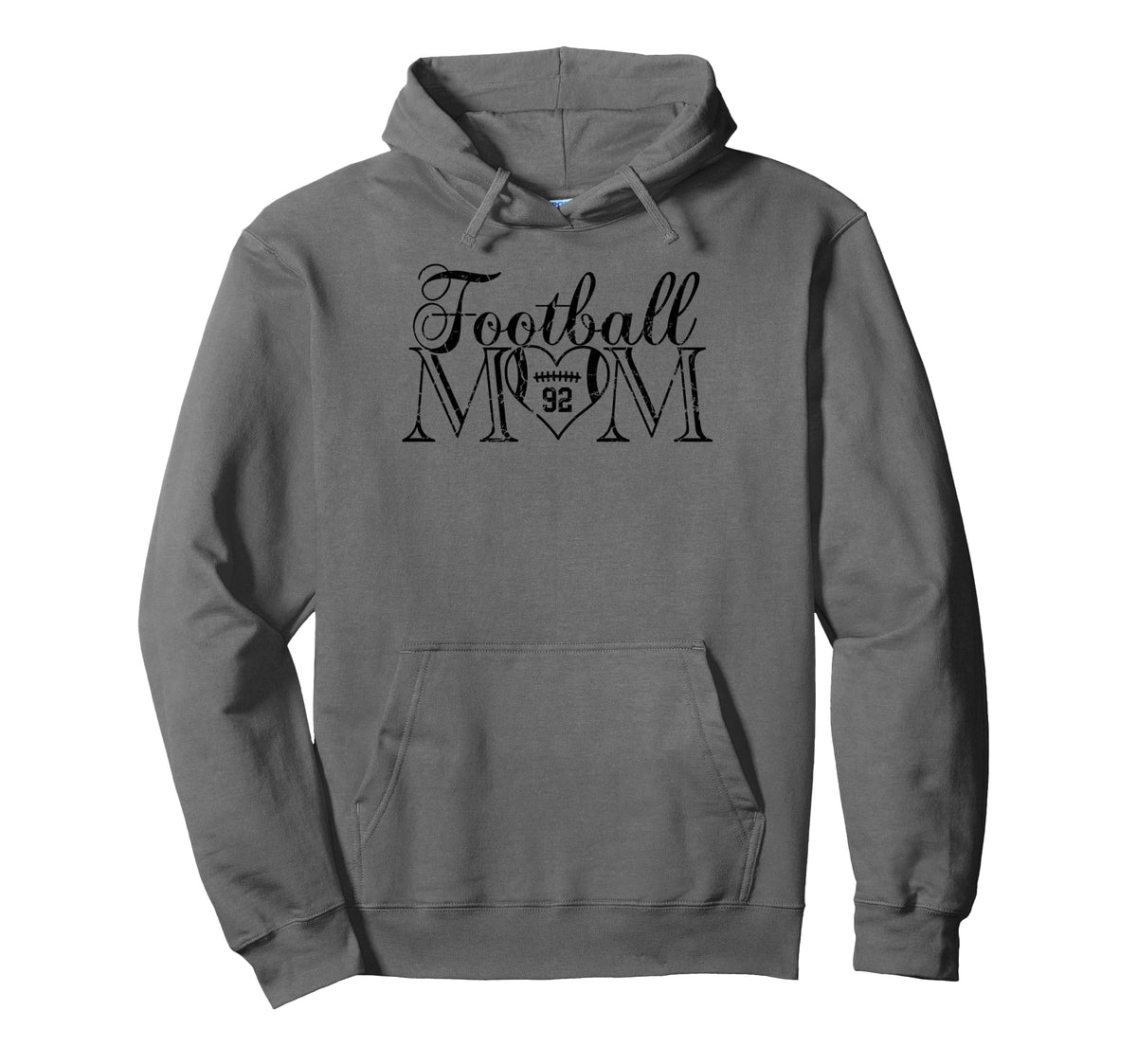 Football Mom Black Number 92 Jersey Heart 92 Hoodie - Graphic Print Unisex
