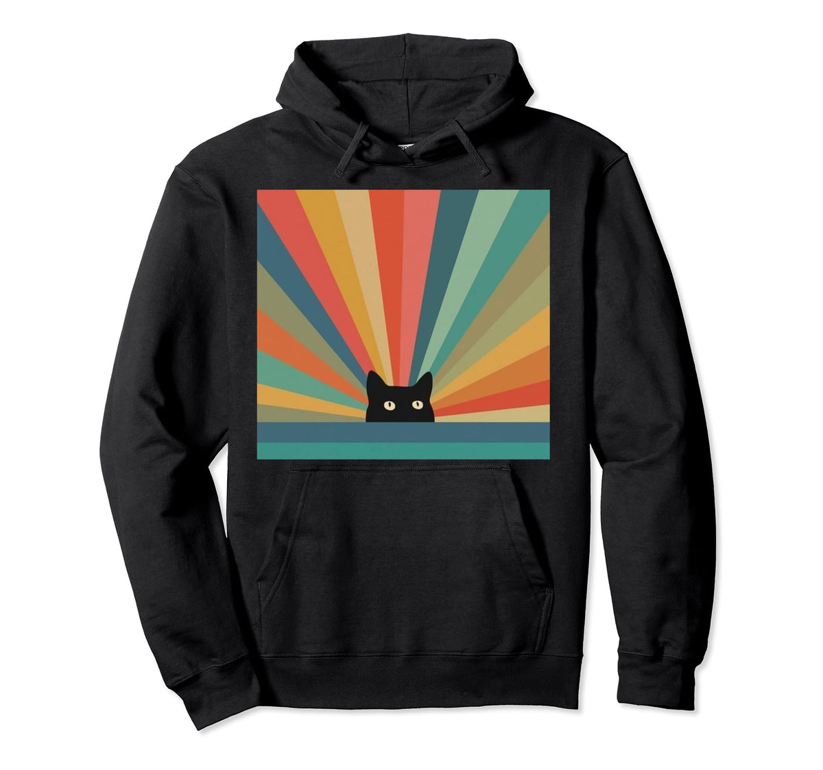Chic Colorful Rainbow Black Cat Hoodie - Casual Everyday Wear Men Women