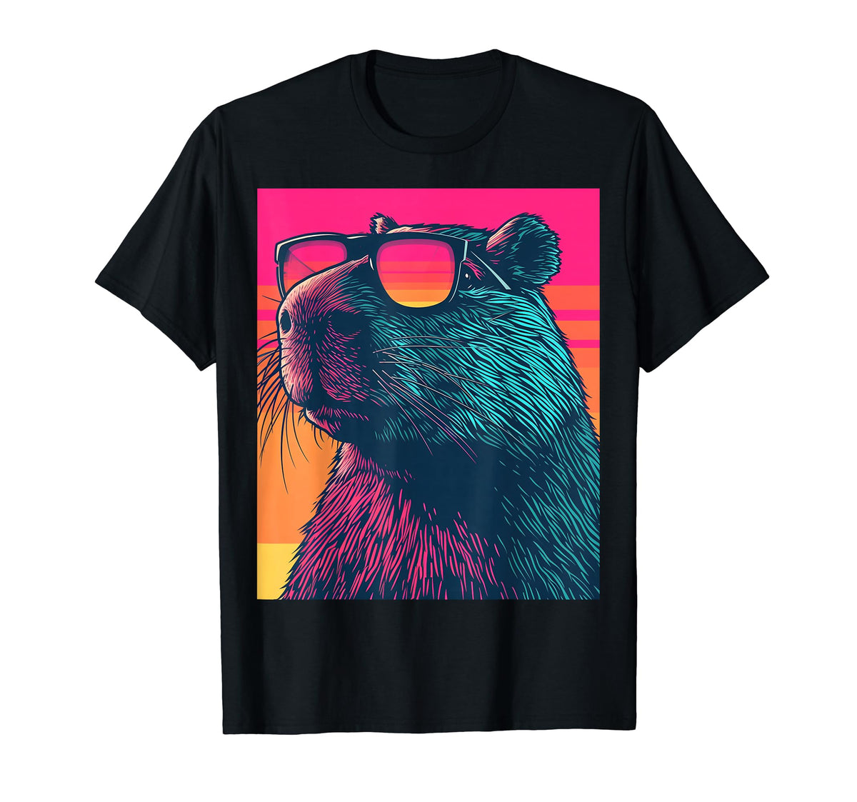 Funny Capybara Rodent Vaporwave Aesthetic T-Shirt - Streetwear Style Unisex